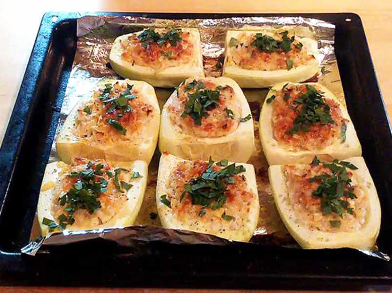 кабачки фаршированные рисом и сыром, п/о. видео.