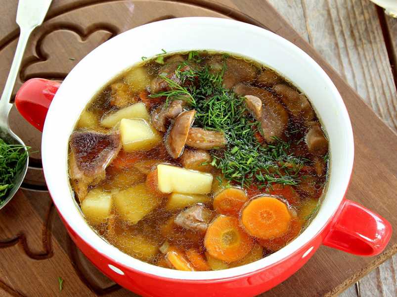суп картофельный с грибами.