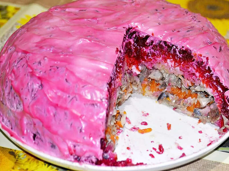 cельдь (селёдка) под шубой без яиц. п/о, видео