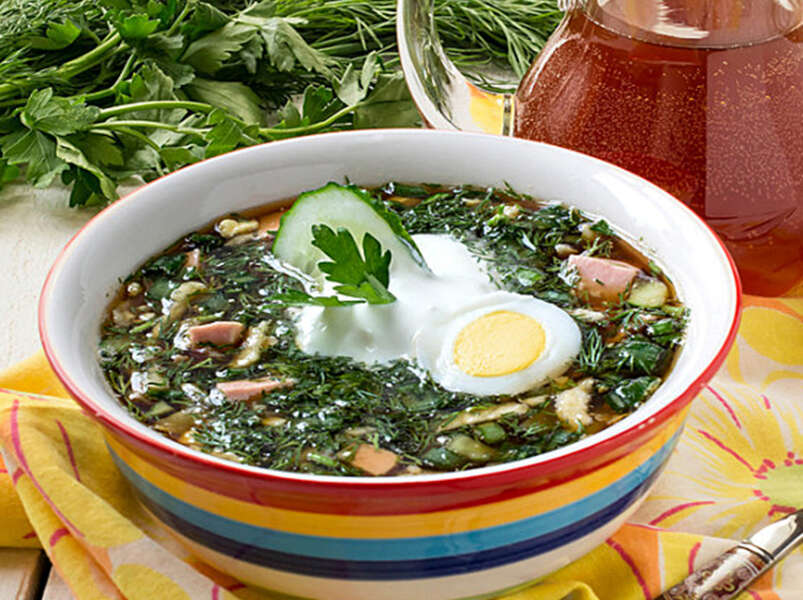  окрошка мясная на квасе.