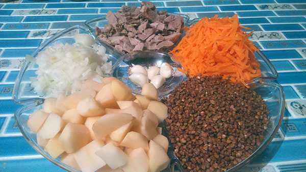 первоночальный состав продуктов для гречневого супа