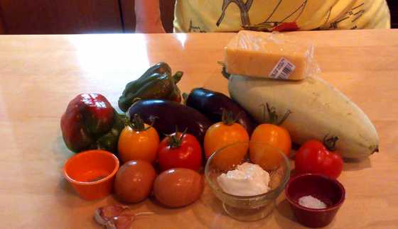 первоначальный состав продуктов для рататуя