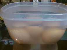 охлаждаем яйца для салат Нежность с крабовыми полочками и консервированной кукурузой