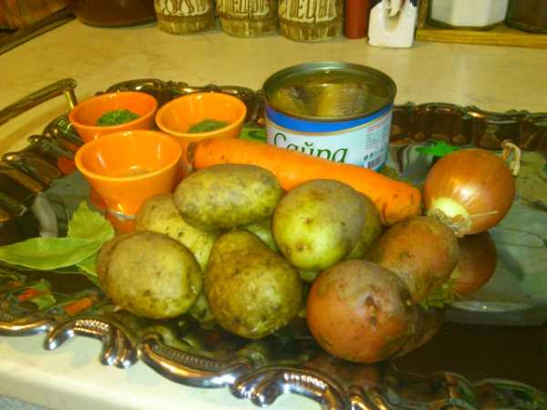 первоночальные продукты для рыбного супа